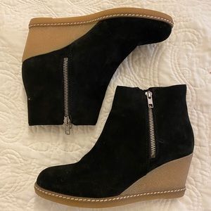 Black jcrew wedge booties